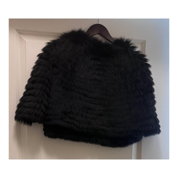 REVILLON Paris Black Fox Fur Cropped Bolero Jacket | Size 38 - Picture 3 of 5